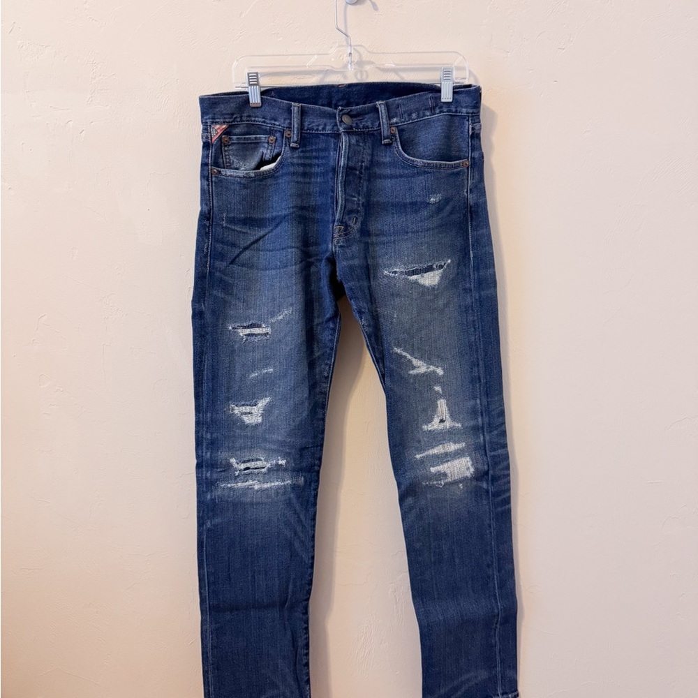 Denim & Supply Ralph Lauren Men's Blue Distressed Jeans, D&S Prospect Slim